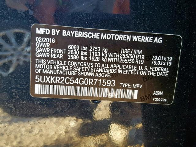 5UXKR2C54G0R71593 - 2016 BMW X5 SDRIVE3 BLUE photo 10