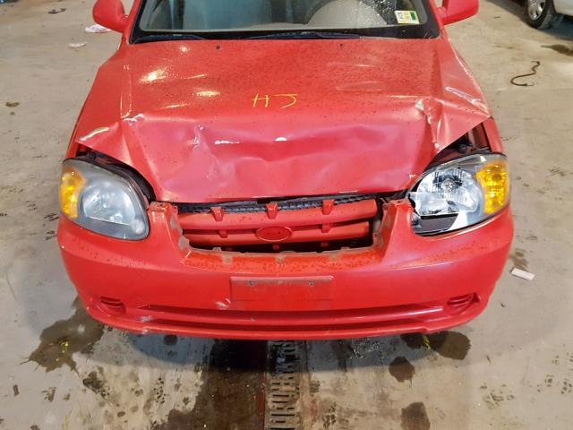 KMHCG45C05U641907 - 2005 HYUNDAI ACCENT GL RED photo 7