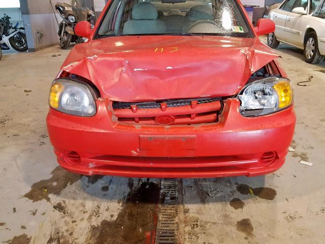 KMHCG45C05U641907 - 2005 HYUNDAI ACCENT GL RED photo 9