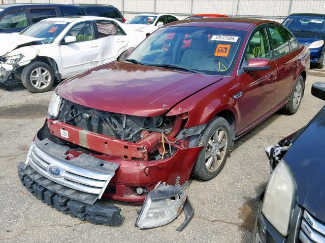 1FAHP24W08G187306 - 2008 FORD TAURUS SEL MAROON photo 2