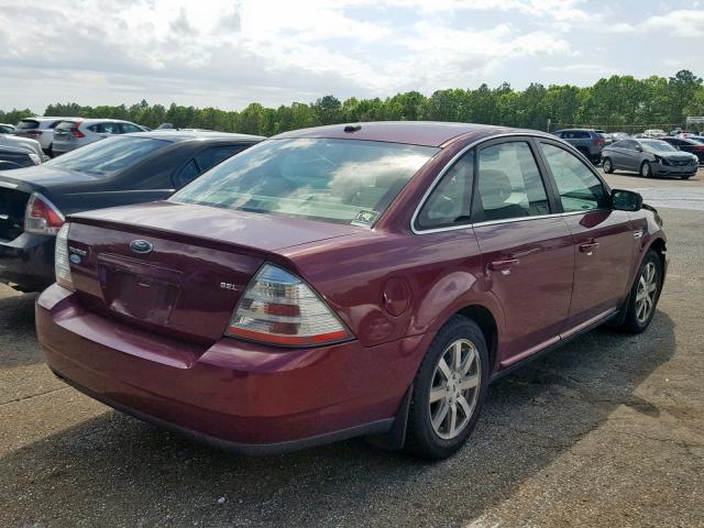 1FAHP24W08G187306 - 2008 FORD TAURUS SEL MAROON photo 4