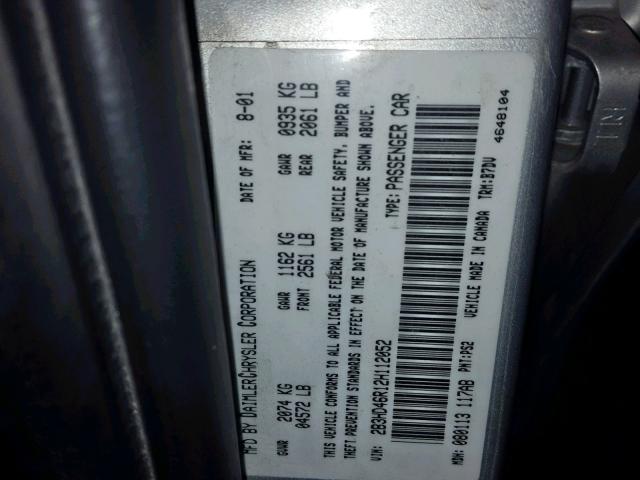 2B3HD46R12H112052 - 2002 DODGE INTREPID S 银色 照片 10