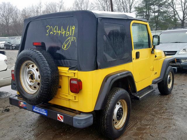 1J4FA29P11P356480 - 2001 JEEP WRANGLER / YELLOW photo 4