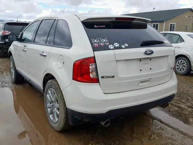 2FMDK3JC1BBB27973 - 2011 FORD EDGE SEL WHITE photo 3