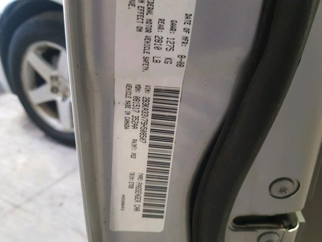 2B3KA33V79H508507 - 2009 DODGE CHARGER SX SILVER photo 10