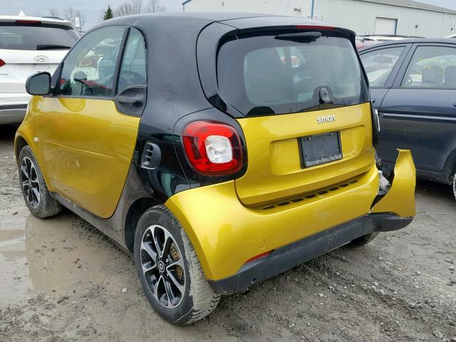 WMEFJ5DA9GK079613 - 2016 SMART FORTWO YELLOW photo 3