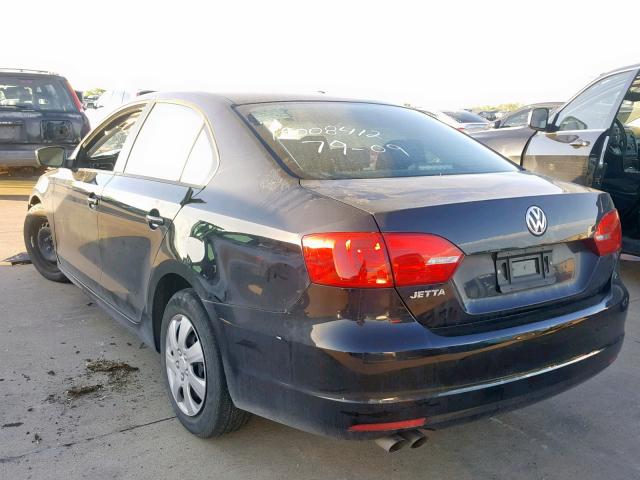 3VW2K7AJ7EM311476 - 2014 VOLKSWAGEN JETTA BASE BLACK photo 3