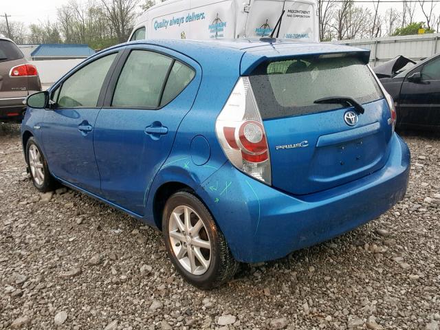 JTDKDTB38C1524114 - 2012 TOYOTA PRIUS C BLUE photo 3