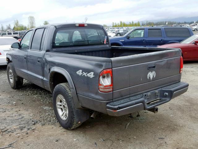 1D7HG38X33S185466 - 2003 DODGE DAKOTA QUA GRAY photo 3