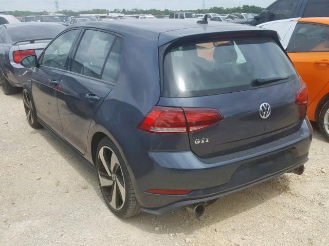 3VW447AU9JM252227 - 2018 VOLKSWAGEN GTI S/SE BLUE photo 3