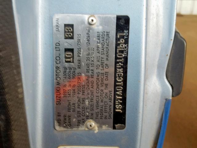 JS4TA01C3K4107667 - 1989 SUZUKI SIDEKICK J BLUE photo 10