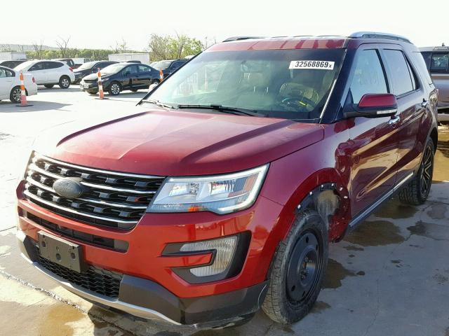 1FM5K7F84HGC38874 - 2017 FORD EXPLORER L RED photo 2