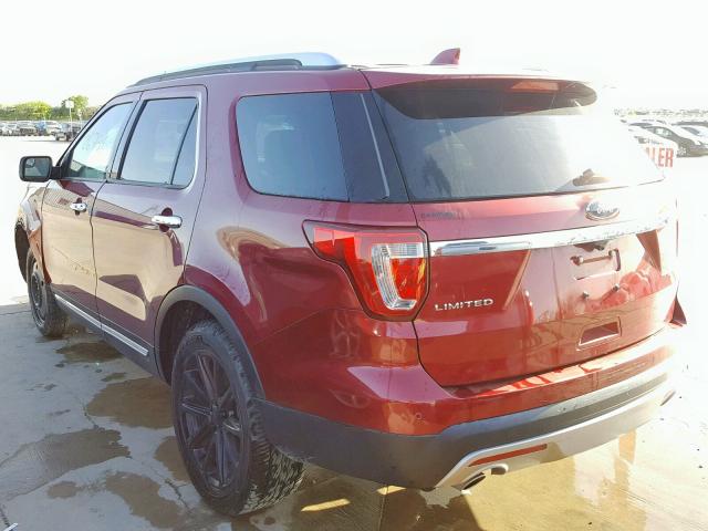 1FM5K7F84HGC38874 - 2017 FORD EXPLORER L RED photo 3