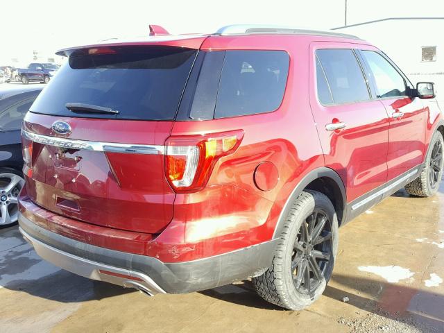 1FM5K7F84HGC38874 - 2017 FORD EXPLORER L RED photo 4