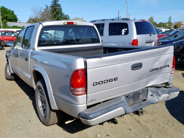 1D7HL38N83S266490 - 2003 DODGE DAKOTA QUA SILVER photo 3