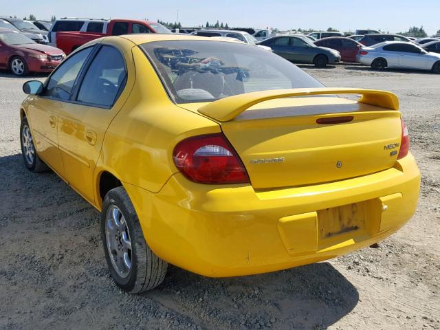 1B3ES56CX4D615301 - 2004 DODGE NEON SXT YELLOW photo 3