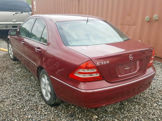 WDBRF64J11F030357 - 2001 MERCEDES-BENZ C 320 MAROON photo 3