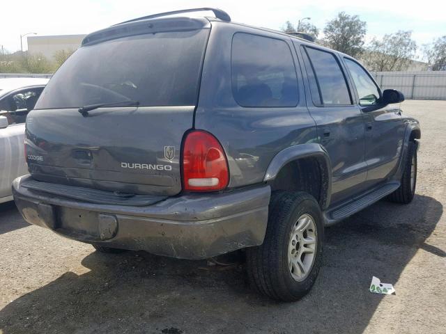 1B4HR38N72F119199 - 2002 DODGE DURANGO SP GRAY photo 4