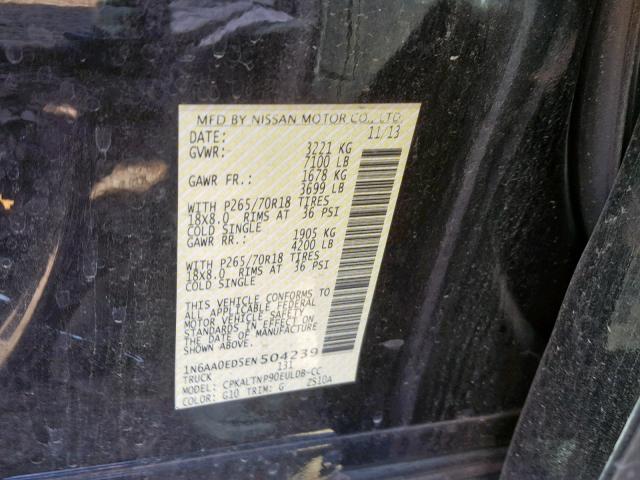 1N6AA0ED5EN504239 - 2014 NISSAN TITAN S BLACK photo 10