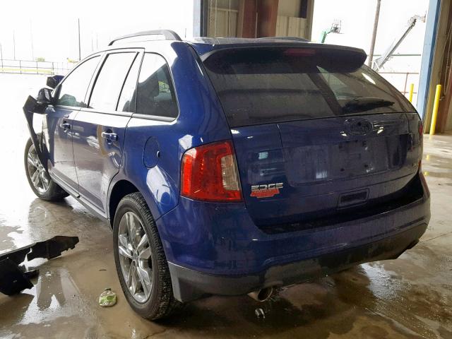 2FMDK3JC8DBB29660 - 2013 FORD EDGE SEL BLUE photo 3