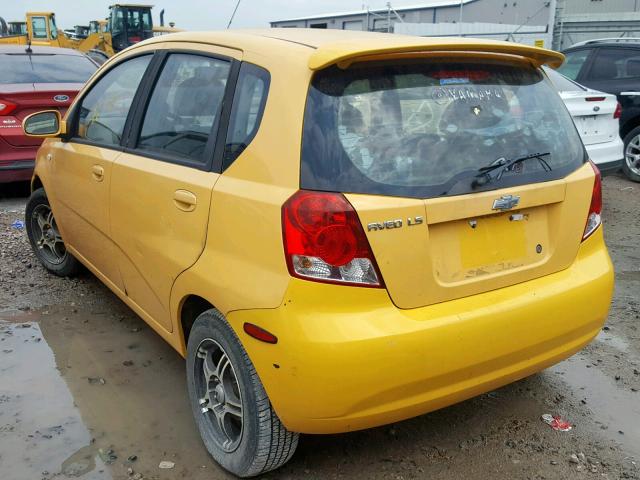KL1TD62615B485581 - 2005 CHEVROLET AVEO BASE ყვითელი ფოტო 3