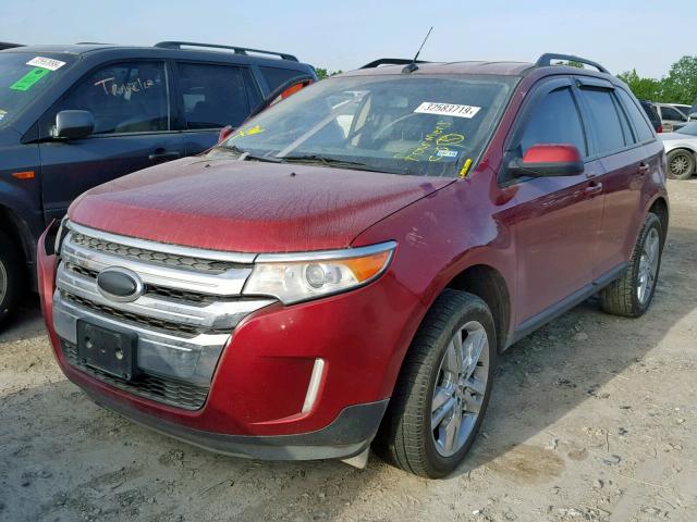 2FMDK3JC4DBB98491 - 2013 FORD EDGE SEL RED photo 2