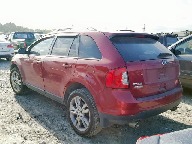 2FMDK3JC4DBB98491 - 2013 FORD EDGE SEL RED photo 3