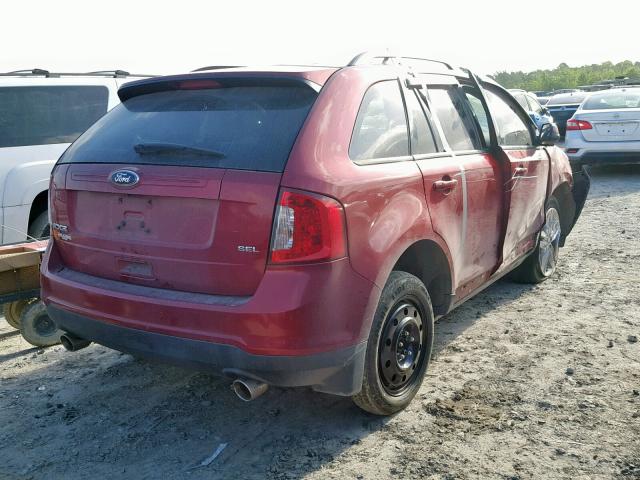 2FMDK3JC4DBB98491 - 2013 FORD EDGE SEL RED photo 4