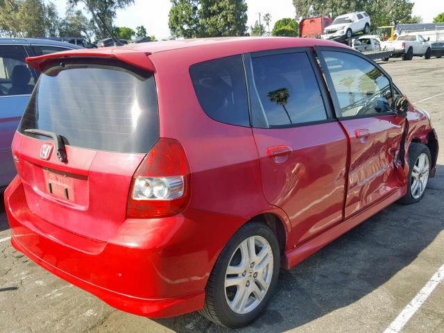 JHMGD38647S063466 - 2007 HONDA FIT S RED photo 4