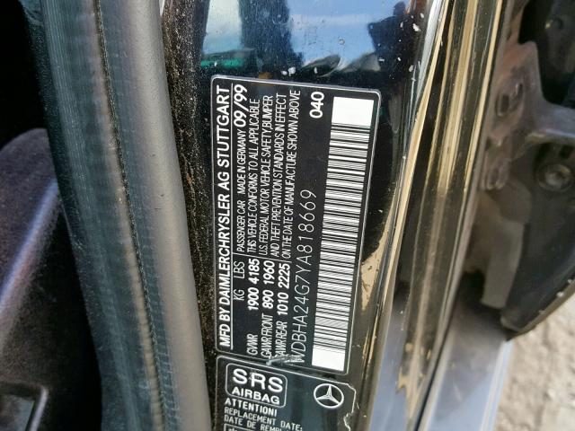 WDBHA24G7YA818669 - 2000 MERCEDES-BENZ C 230 BLACK photo 10
