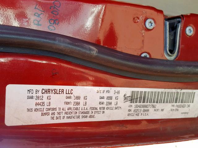 1B3HB28B88D717962 - 2008 DODGE CALIBER RED photo 10