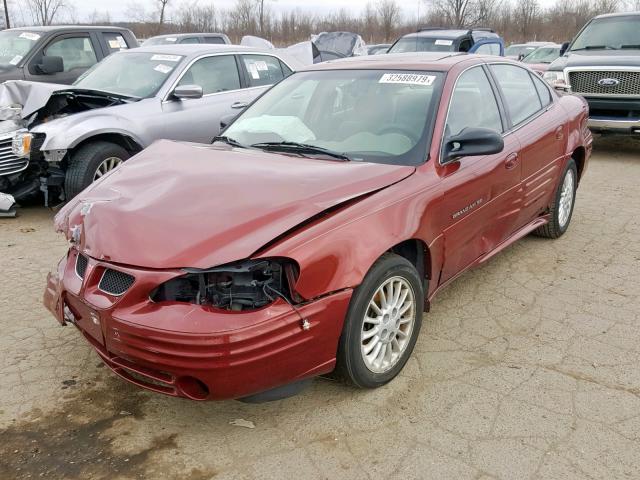 1G2NF52T5YC544453 - 2000 PONTIAC GRAND AM S BURGUNDY photo 2