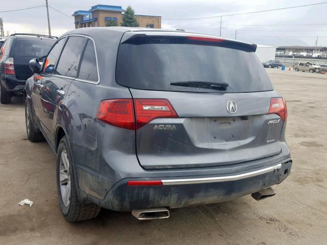 2HNYD2H69BH512439 - 2011 ACURA MDX TECHNO GRAY photo 3