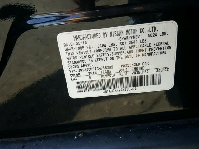 JN1AJ0HR7AM756202 - 2010 INFINITI EX35 BASE Qara foto 10