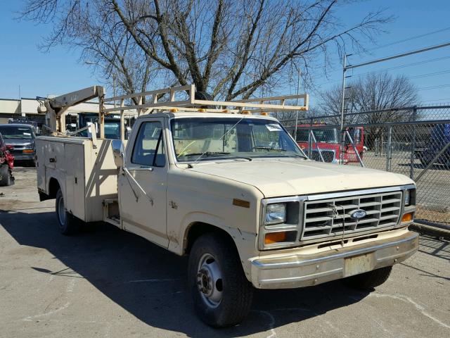 1FDKF3715GKA56436 - 1986 FORD F350 CREAM photo 1