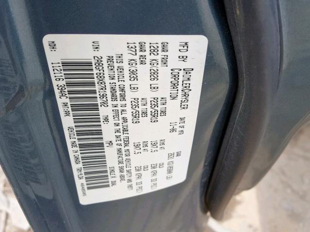 2A8GF68X87R196702 - 2007 CHRYSLER PACIFICA T BLUE photo 10