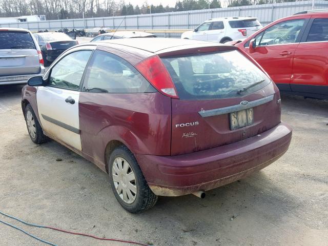 1FAFP31N36W149404 - 2006 FORD FOCUS ZX3 BURGUNDY photo 3