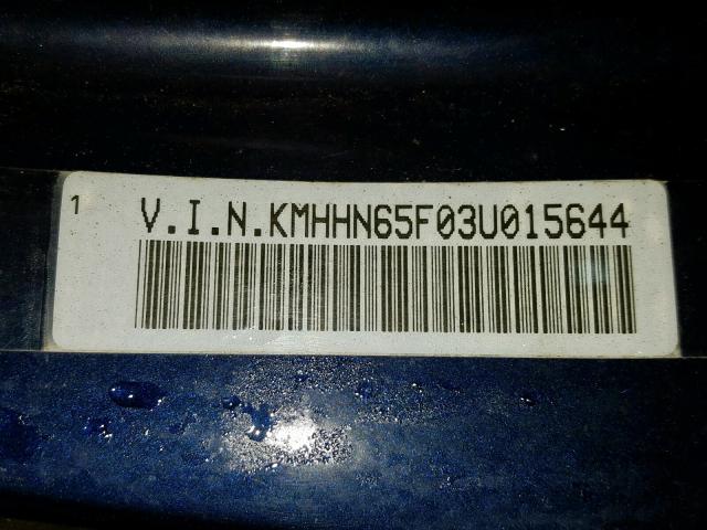 KMHHN65F03U015644 - 2003 HYUNDAI TIBURON GT BLUE photo 10