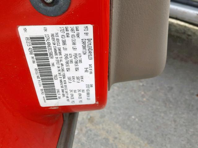 1D7HL48N63S158620 - 2003 DODGE DAKOTA QUA RED photo 10