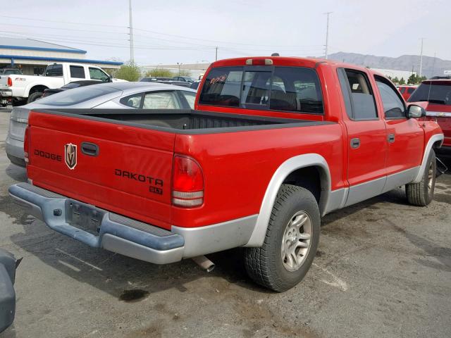 1D7HL48N63S158620 - 2003 DODGE DAKOTA QUA RED photo 4