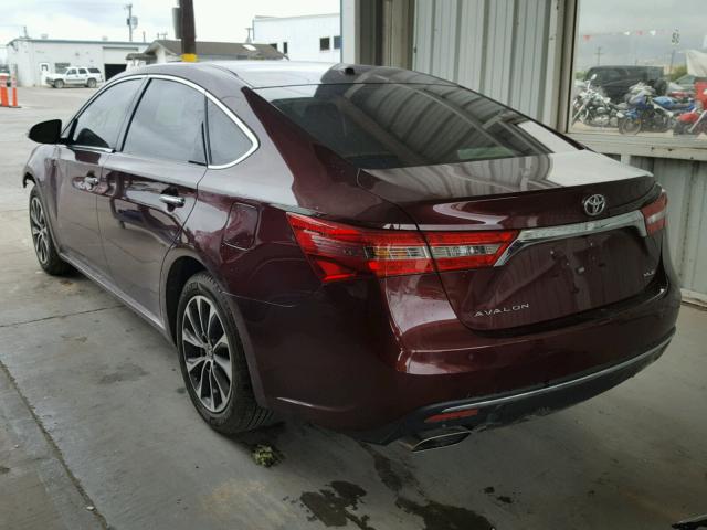 4T1BK1EB2JU273658 - 2018 TOYOTA AVALON XLE MAROON photo 3
