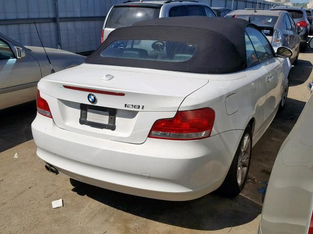 WBAUN13599VH80628 - 2009 BMW 128 I WHITE photo 4