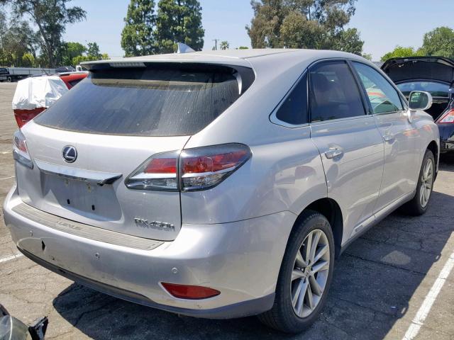 2T2ZB1BA2FC001514 - 2015 LEXUS RX 450H SILVER photo 4