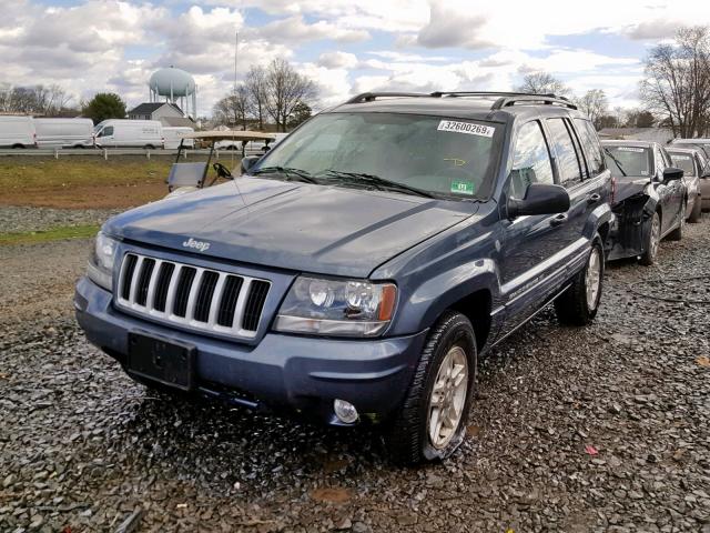 1J4GW48S44C313271 - 2004 JEEP GRAND CHER BLUE photo 2