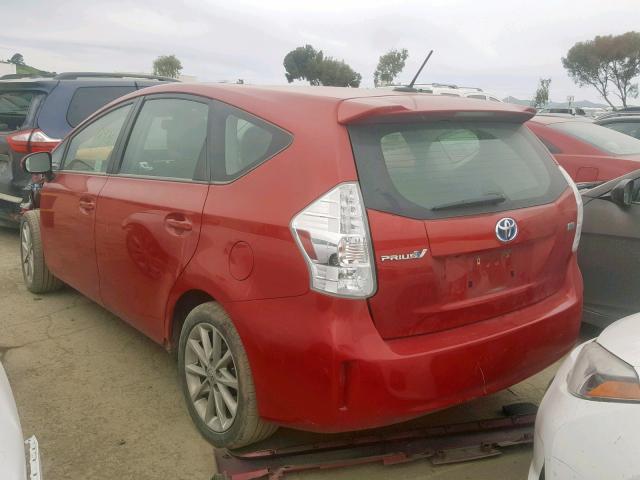 JTDZN3EU0C3062930 - 2012 TOYOTA PRIUS V RED photo 3