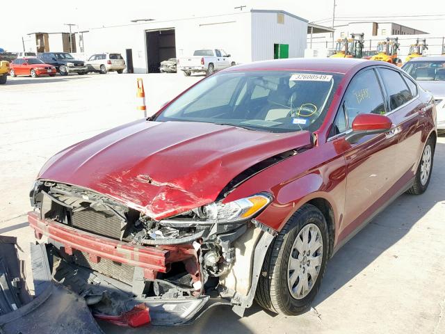 3FA6P0G75DR214650 - 2013 FORD FUSION S RED photo 2