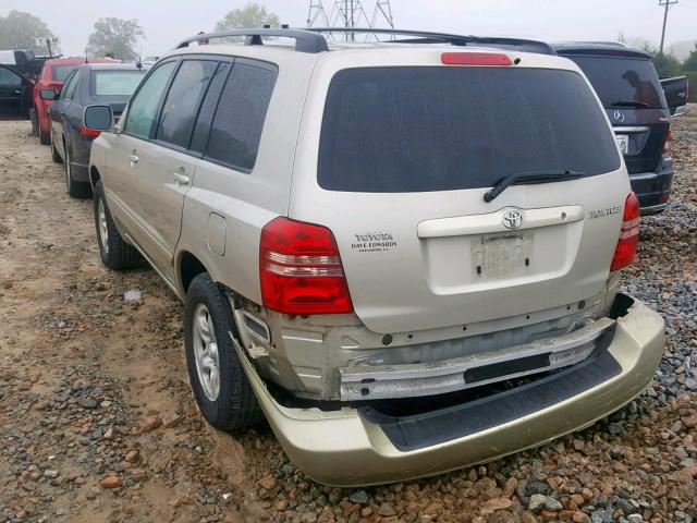 JTEGD21A030047826 - 2003 TOYOTA HIGHLANDER BEIGE photo 3