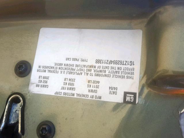 1G1ZT62894F211388 - 2004 CHEVROLET MALIBU MAX 绿色 照片 10