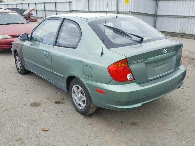 KMHCG35C35U327761 - 2005 HYUNDAI ACCENT GS GREEN photo 3