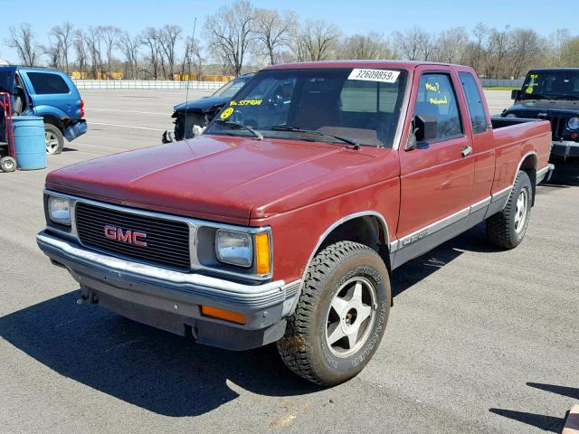 1GTDT19Z1M2537924 - 1991 GMC SONOMA MAROON photo 2